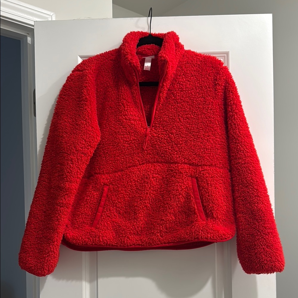 Cozy Red Sherpa Pullover